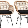 Casaria Lot de 2 chaises en Osier Bambou/polyrotin Max. 120kg Casaria Lot de 2 chaises en Osier Bambou/polyrotin Max. 120kg Fauteuil de Jardin Vintage