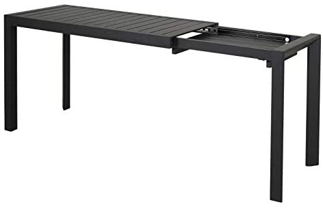 Noir Chicreat Table à rallonge en aluminium 127 à 165 x 57 x 71,5 cm 