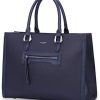David Jones - Grand Sac à Main Femme - Cabas David Jones - Grand Sac à Main Femme - Cabas Fourre-Tout Cuir PU Rigide - Sac Elégant Ville Travail Poches Multiples - Shopper Porté Epaule Bandoulière Grande Capacité A4 - Mode Chic - Bleu Marine