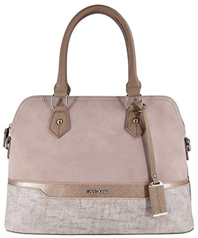 David Jones - Sac à Main Femme Bugatti - Cabas David Jones - Sac à Main Femme Bugatti - Cabas Fourre-Tout Bandes Cuir PU Multicolore Porté Epaule Bandoulière - Tote Shopper Elégant - Satchel Dame Mode Ville Chic Tendance Original - Rose Nude