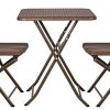 Femor Salon de Jardin Exterieur 2 Personnes, 2 Chaises & 1 Table Basse Pliante, Set de Balcon, Ensemble de Meuble de Jardin Pliable, HDPE, pour Jardin, Balcon, Terrasse, Cour (Aspect Rotin Marron)