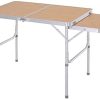 Outsunny Table Pliante Table de Camping Table de Jardin avec Outsunny Table Pliante Table de Camping Table de Jardin avec rallonge Hauteur réglable Aluminium MDF Imitation Bambou