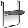 Relaxdays Table de balcon pliante pliable appoint table suspendue rabattable BASTIAN rotin hauteur réglable 63x60x84 cm, noir