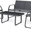Sigtua, Salon de Jardin, Ensemble Meuble de Jardin, 1 Canapé, Sigtua, Salon de Jardin, Ensemble Meuble de Jardin, 1 Canapé, 2 Chaises et 1 Table de Base Imperméable en Acier Gris Foncé, Ensemble de Meuble pour Terrase, Balcon de 4 Siège