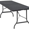 Table de Jardin Pliable Pliante Plastique polyrotin Noire 180cm Poignée de Transport Facile à Nettoyer Compacte Buffet Jardin Camping fête de Jardin