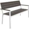 TecTake 800796 Banc de Jardin Extérieur Banquette Meuble en Polywood Cadre en Aluminium 2 Places env. 128 x 59 x 88 cm - Diverses Couleurs (Gris Clair/Blanc)