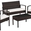 TecTake Salon de Jardin Table de Jardin en resine tressee chaises Salon d'exterieur Poly rotin - diverses Couleurs au Choix - (Noir-Marron)