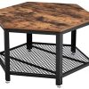 VASAGLE Table Basse Vintage, Table d’appoint, Table de Salon, Armature VASAGLE Table Basse Vintage, Table d’appoint, Table de Salon, Armature métallique Stable, Étagère de Rangement en Treillis, Hexagonal, Aspect Bois LCT16X