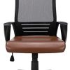 Yaheetech Chaise Bureau Dossier en Maille Assise et Appui-tête en Yaheetech Chaise Bureau Dossier en Maille Assise et Appui-tête en PU Rembourré Confortable Fauteuil Bureau Ergonomique Inclinable Pivotant Hauteur Réglable Capacité 120kg Couleur Marron