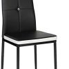 IDMarket - Lot de 6 chaises Romane Noires Bandeau Blanc avec Strass pour Salle à Manger