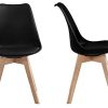 DEWINNER Lot de chaises de Salle à Manger scandinaves, Chaises Rétro Tulip Bois de hêtre Massif (Lot de 4, Noir)