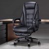 410Ybf3WfXL._AC_.jpg Hbada Chaise de Bureau avec Dossier et Coussin Ergonomiques, Fauteuil en Similicuir avec Fonction Inclinable, Siège Pivotant pour Maison ou Bureau, Hauteur Réglable, Noir-1 avec Repose-Pied