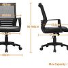 411OQ-bJr9L._AC_.jpg Yaheetech Chaise de Bureau Ergonomique Fauteuil de Direction pour Ordinateur Travail Studio, Siège en Cuir PU Confortable Plus Large, Dossier Inclinable en Maille Respirant Noir