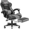 412IAZziuiL._AC_.jpg Furgle Chaise de bureau à dossier haut avec dossier en similicuir et accoudoirs réglables, chaise de jeu vidéo pivotante ergonomique avec mode à bascule (Noir/gris)