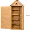 412Xk6cb7dL._AC_.jpg DREAMADE Armoire de Jardin Remise pour Outils en Bois de Sapin, avec 5 Étagères, Une Porte et Toit Double Pente pour Jardin, Balcon ou Terrasse 80 x 45 x 176 CM Jaune