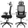 415Hxt42InL._AC_.jpg Aiidoits Chaise de Bureau, Fauteuil de Bureau, Soutien Lombaire Ajustable, Hauteur Accoudoirs Appui-tête Réglables, Dossier Ergonomique Inclinable en Maille, Siège Pivotant à roulettes, Charge 150 kg