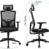 41BWUUNNnrL._AC_.jpg Komene Chaise de Bureau Ergonomique Fauteuil de Bureau en Maille à Dossier Haut avec Appui-tête Support Lombaire pour Maison Bureau (Noir)