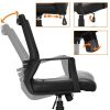 41GXji2vmOL._AC_.jpg Yaheetech Chaise de Bureau Ergonomique Fauteuil de Direction pour Ordinateur Travail Studio, Siège en Cuir PU Confortable Plus Large, Dossier Inclinable en Maille Respirant Noir