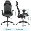 41ITe-PiWL._AC_.jpg BYRORAS Chaise de Bureau, Fauteuil de Bureau Ergonomique et Appui-tête Siège en Maille Soutien Lombaire Ajustable avec Accoudoirs Réglable et Inclinaison du Dossier(Noir)