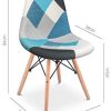 41KDf4uwk2L._AC_.jpg Mc Haus SENA Patchwork - Lot de 2 chaises de salle à manger, tapissé de tissu patchwork bleu, chaises nordique pour salon cuisine avec pieds style eiffel, 49x46x84cm