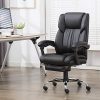 41PVBOdNTzL._AC_.jpg Fauteuil de Bureau avec Repose Pieds Rembourré Pliable, Chaise pour Ordinateur Ergonomique, Dossier Réglable et Inclinable, en Similicuir, Noir