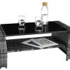 41R1XYDL4L._AC_.jpg TecTake Salon de Jardin en Résine tressée, avec 1 Canapé 2 Fauteuils 2 Tabourets et 1 Table, Coussins Inclus