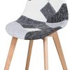 41UAvuf4JAL._AC_.jpg GrandCA HOME Lot de 4 chaises de Salle à Manger, Chaise de Style scandinave, chaises Patchwork, Chaise en Lin avec Pieds en Bois Massif pour Salle à Manger, Salon, Restaurant (Gris Noir et Blanc-4)