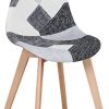 41WIJ-ajFKL._AC_.jpg GrandCA HOME Lot de 4 chaises de Salle à Manger, Chaise de Style scandinave, chaises Patchwork, Chaise en Lin avec Pieds en Bois Massif pour Salle à Manger, Salon, Restaurant (Gris Noir et Blanc-4)