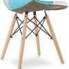 41XvN6FqXaL._AC_.jpg Mc Haus SENA Patchwork - Lot de 2 chaises de salle à manger, tapissé de tissu patchwork bleu, chaises nordique pour salon cuisine avec pieds style eiffel, 49x46x84cm