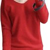 41bU5J17WcL._AC_.jpg Aswinfon Pull Femme Laine Maille Col V Hiver Chaud Manches Longues Tricot Chandail Pullover Sweater Top