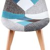Lot de 4 chaises de salle à manger, tapissées, patchwork rétro - Pour salle à manger, cuisine, chambre à coucher, bureau