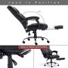 41fP-xqSeoL._AC_.jpg Fauteuil de Bureau avec Repose Pieds Rembourré Pliable, Chaise pour Ordinateur Ergonomique, Dossier Réglable et Inclinable, en Similicuir, Noir