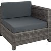 TecTake 800804 Salon de Jardin Extérieur 5 Places Résine Tressée Poly Rotin Aluminium avec Deux Set de Housses - Diverses Couleurs (Gris)