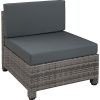 TecTake 800804 Salon de Jardin Extérieur 5 Places Résine Tressée Poly Rotin Aluminium avec Deux Set de Housses - Diverses Couleurs (Gris)