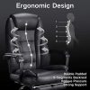 41odosFxwcL._AC_.jpg Hbada Chaise de Bureau avec Dossier et Coussin Ergonomiques, Fauteuil en Similicuir avec Fonction Inclinable, Siège Pivotant pour Maison ou Bureau, Hauteur Réglable, Noir-1 avec Repose-Pied
