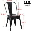 41pUvlClZEL._AC_.jpg Yaheetech Lot de 4 Chaise de Salle à Manger Industrielle Chaise de Cuisine 45 cm H Empilable Tabouret avec Dossier Jardin Balcon Bistrot Café Salon Exterieur Interieur Noir