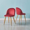 41snT4vZQXL._AC_.jpg Clipop Lot de 2 chaises de salle à manger en velours capitonné avec dossier et pieds en métal pour salle à manger, salon, chambre à coucher et bureau