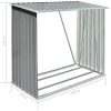 vidaXL Abri de Stockage de Bois Acier Galvanisé Gris Jardin Patio Porte-bûche