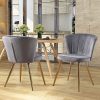 5101mhxKyLL._AC_.jpg Lot de 6 Chaise de Salle à Manger Gris en Velours avec Dos Anneau Rembourrage Chaises de Cuisine Pied en Bois Massif (Gris * 6)