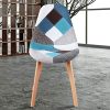 Lot de 4 chaises de salle à manger, tapissées, patchwork rétro - Pour salle à manger, cuisine, chambre à coucher, bureau