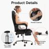 51GebMnZ5vL._AC_.jpg Hbada Chaise de Bureau avec Dossier et Coussin Ergonomiques, Fauteuil en Similicuir avec Fonction Inclinable, Siège Pivotant pour Maison ou Bureau, Hauteur Réglable, Noir-1 avec Repose-Pied