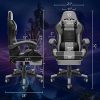 51JgHP5BTHL._AC_.jpg Furgle Chaise de bureau à dossier haut avec dossier en similicuir et accoudoirs réglables, chaise de jeu vidéo pivotante ergonomique avec mode à bascule (Noir/gris)