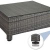 TecTake 800804 Salon de Jardin Extérieur 5 Places Résine Tressée Poly Rotin Aluminium avec Deux Set de Housses - Diverses Couleurs (Gris)
