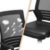 51gXDsCsqL._AC_.jpg Yaheetech Chaise de Bureau Ergonomique Fauteuil de Direction pour Ordinateur Travail Studio, Siège en Cuir PU Confortable Plus Large, Dossier Inclinable en Maille Respirant Noir