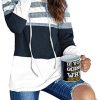 51jpBUE-x4L._AC_.jpg Jywmsc Pull Femme Sweat Rayures Patchwork Hoodie Sweat Shirt à Capuche Casual Automne Hiver Pullover Décontracté
