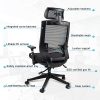51k7IiT5J3L._AC_.jpg Aiidoits Chaise de Bureau, Fauteuil de Bureau, Soutien Lombaire Ajustable, Hauteur Accoudoirs Appui-tête Réglables, Dossier Ergonomique Inclinable en Maille, Siège Pivotant à roulettes, Charge 150 kg