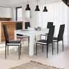 IDMarket - Lot de 6 chaises Romane Noires Bandeau Blanc avec Strass pour Salle à Manger