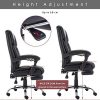 51poRU36uxL._AC_.jpg Fauteuil de Bureau avec Repose Pieds Rembourré Pliable, Chaise pour Ordinateur Ergonomique, Dossier Réglable et Inclinable, en Similicuir, Noir
