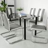 Lot de 6 Chaise de Salle à Manger Chaises de Maison en Forme d'arc à Dossier Unique pour Cuisine/Salle à Manger/Jardin (Gris-Blanc, 6)