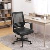 51wo97EGAZL._AC_.jpg Yaheetech Chaise de Bureau Ergonomique Fauteuil de Direction pour Ordinateur Travail Studio, Siège en Cuir PU Confortable Plus Large, Dossier Inclinable en Maille Respirant Noir